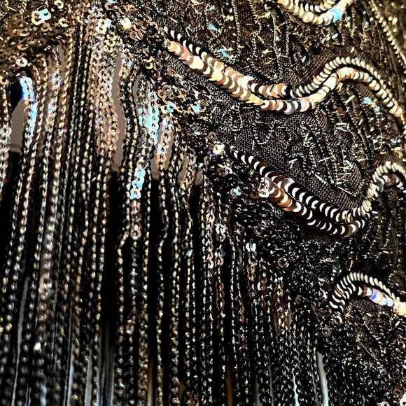 Pixiemain Women's 1920's Flapper Fringe Sequin Party Mini Dress-Sz XS-Black - Picture 9 of 15